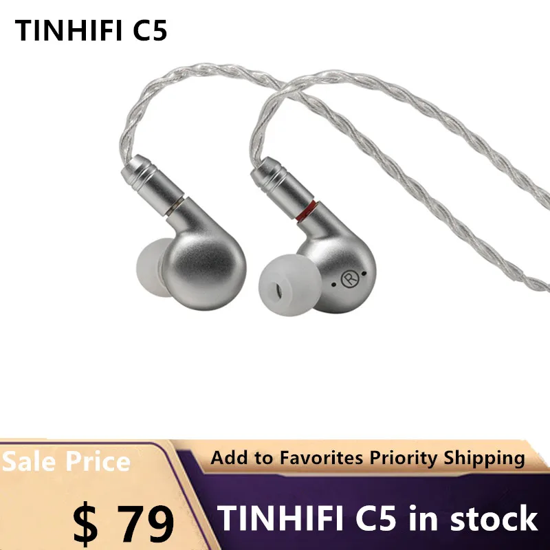 

TINHIFI C5 HiFi Audiophile IEM Customized Balanced Armature Driver Earphone In Ear Monitor 0.78mm 2Pin CNC Aluminum Material
