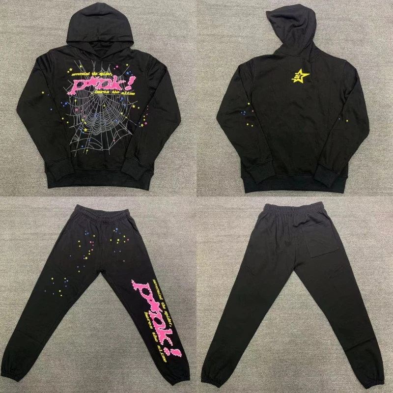 

Puff Print Sp5der 555555 Angel Sweatshirts Suit Men Women 1:1 Spider Web Hoodie Oversize Pullover