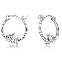 harong cute bear stud earrings girl classic jewelry party silver plated copper small animals pretty earring women gift