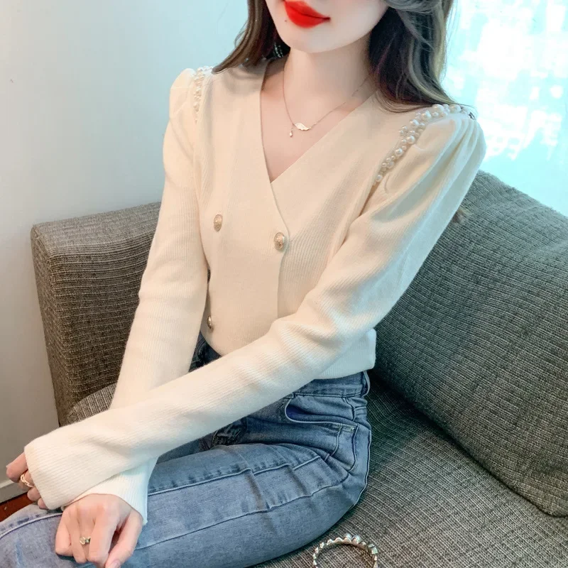 2024 новый женский простой модный вязаный базовый слой осенне-зимний свитер с