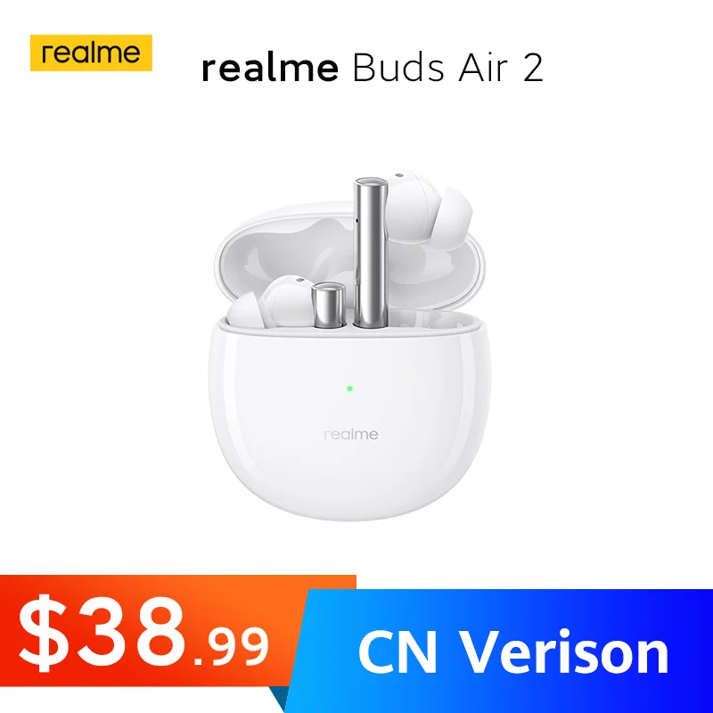

Global Version Realme Buds Air 2 TWS Wireless Bluetooth Earphone Active Noise Cancellation 24 Hours Total Playback Earphones