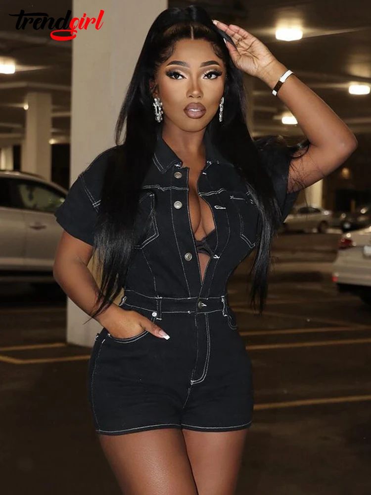 Джинсовый комбинезон Mlaiscsr Женские однотонные комбинезоны с коротким рукавом