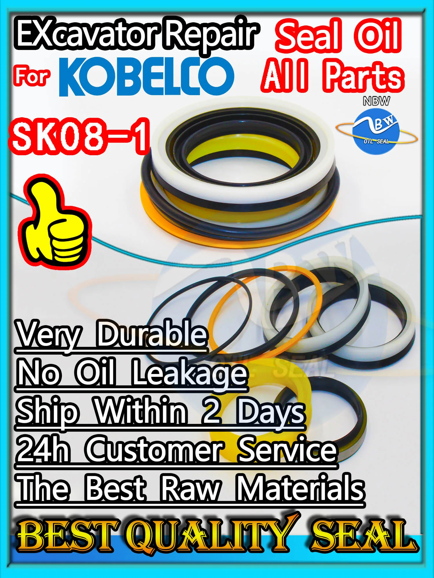 

For KOBELCO SK08-1 Seal Kit Excavator Repair Oil High Quality SK08 1 Control Pilot Valve Blade TRAVEL Joystick Engine O-ring