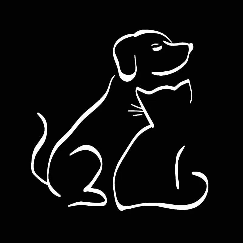 

14.5X14.9CM Creativity Intereting Dog and Cat Vinyl Decal Car Sticker Window Decor Art Black/Silver