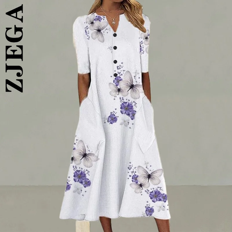 Платье Zjega женское с V-образным вырезом модное элегантное милое коротким рукавом