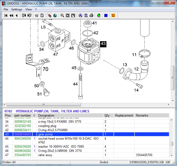 Подлинная деталь вилочного погрузчика Linde 0009810403 Шестеренчатый насос