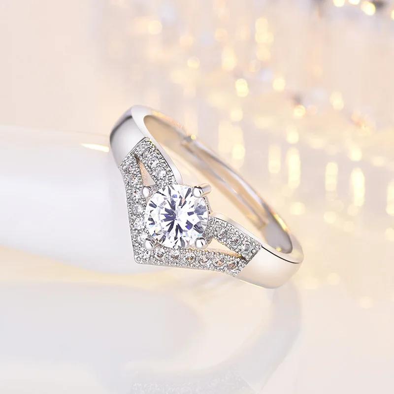 Модные регулируемые Свадебные Кольца из стерлингового серебра 925 пробы с