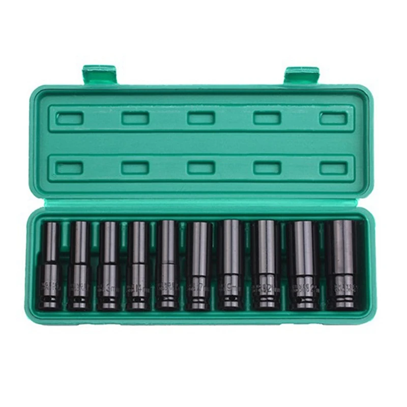 

GTBL 1/2 Inch Drive 6-Point Impact Socket Set 10-Piece Metric Sizes 10-24Mm Carbon Steel With Storage Box Long Service Time