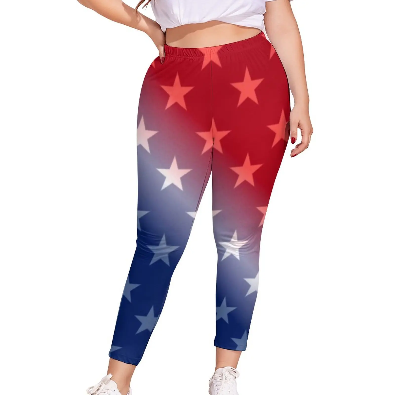 

Star Print Leggings Patriotic Red White Blue Stars Printed Legging Sweet Female Lift Trekking Pants