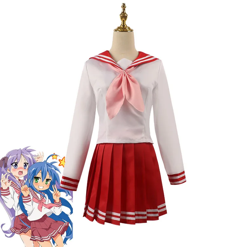 

Lucky Star Konata Izumi Hiiragi Kagami Hiiragi Tsukasa Carnival Cosplay Costume Halloween Wig JK Party Uniform Sailor Suits