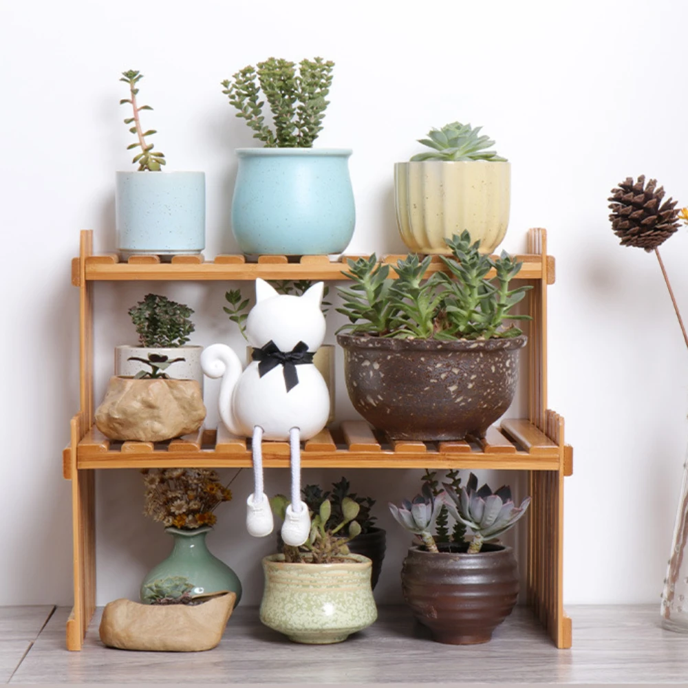2-уровневая бамбуковая подставка для растений полка плавающий настенный