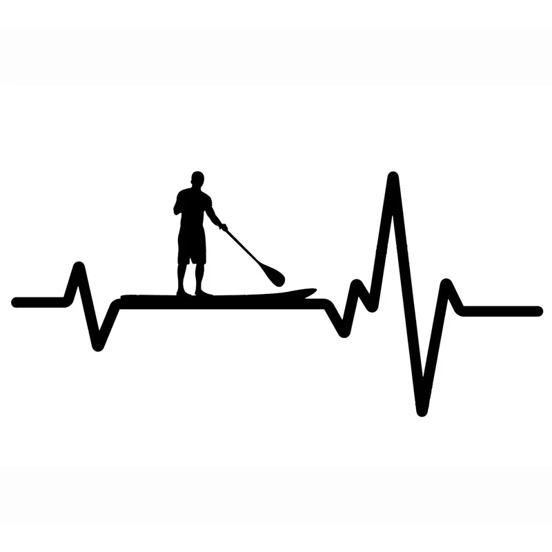 

N516# Car Sticker Paddle Board SUP Stand Up Guy Heartbeat Vinyl Stickers Car Accessories Pegatinas Para Coche