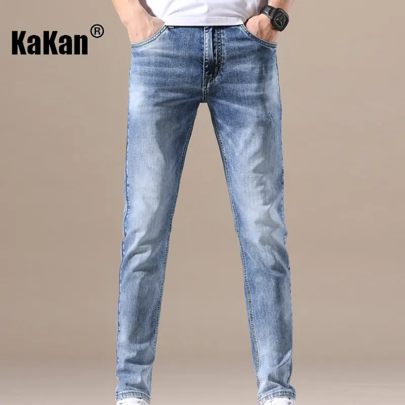 Kakan - European and American New Straight Tube High-end Trendy Jeans for Men, Korean Stretch Casual Long Jeans K42-1213