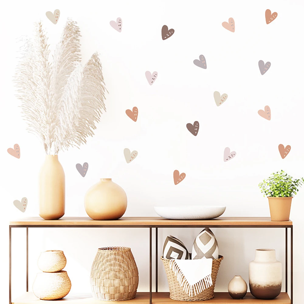 

13/36Pcs Wall Sticker Self-adhesive Boho Colorful Hearts Stickers Art Poster Print DIY Decals for Home Living Room Decorations