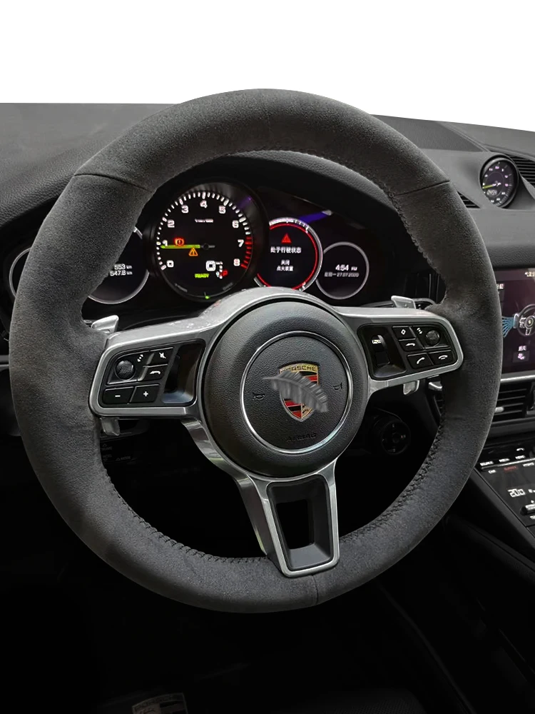 

Hand sewn suede steering wheel cover for Porsche Cayenne macan/718 palamera