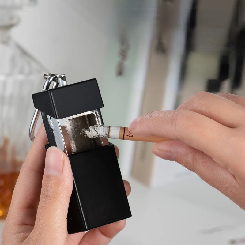 

Metal Durable Drawer Box Portable Ashtray Keychain Outdoor Carabiner Mini Portable Ashtray Smoking Accessories Gadgets for Men
