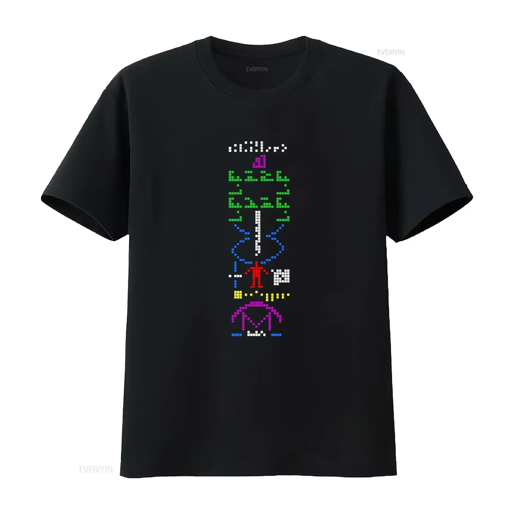 Фото Футболка Arecibo Message Interstellaire Espace Geek Homme Coupe Standard, мужская, с галактическим принтом, винтажная, в стиле стритвир №1