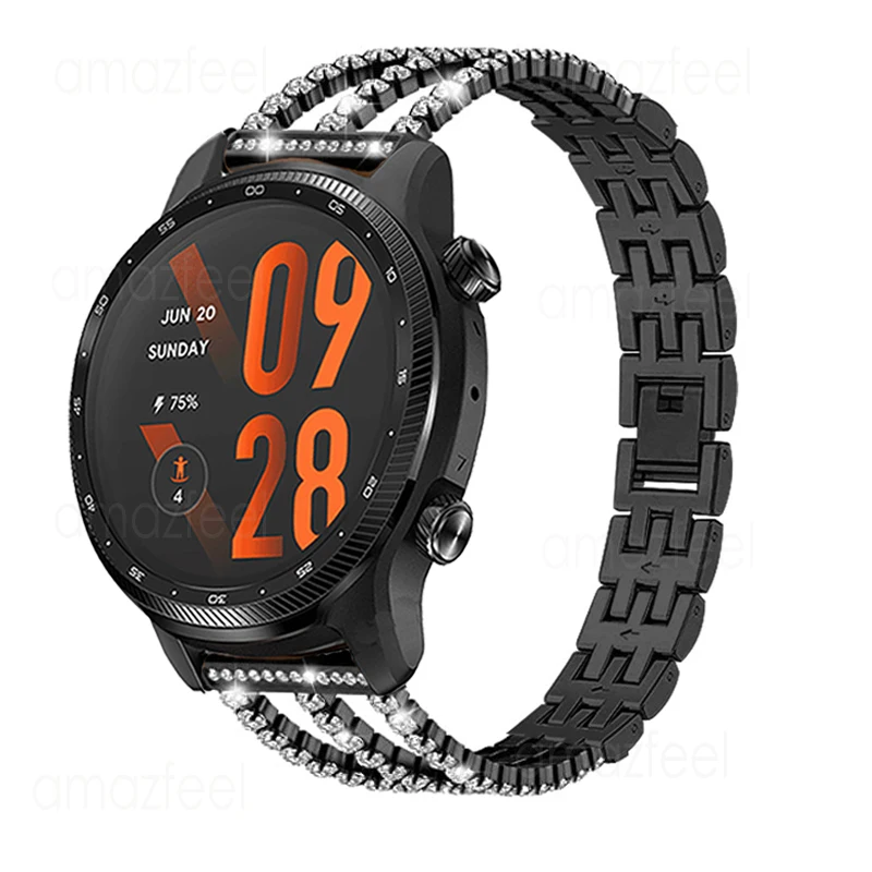 

Браслет металлический Алмазный для смарт-часов TicWatch Pro 3 Ultra GPS LTE, браслет из нержавеющей стали для TicWatch E2 E3 Band, 20 мм 22 мм