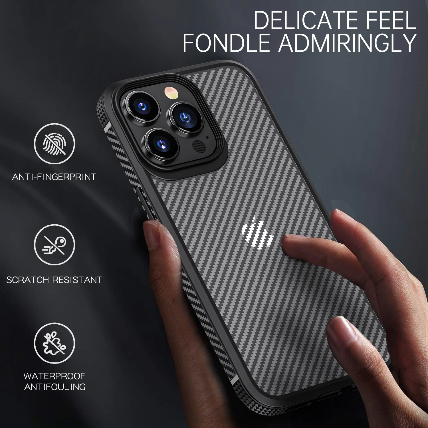

Anti-fall Simplicity For iPhone 13 12 11 Pro Max 13 Mini Phone Case For iPhone 12 Carbon Fiber Texture TPU Silicon Fitted Cover