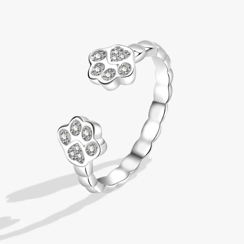 Женское Обручальное кольцо в виде кошачьей лапы, с фианитом