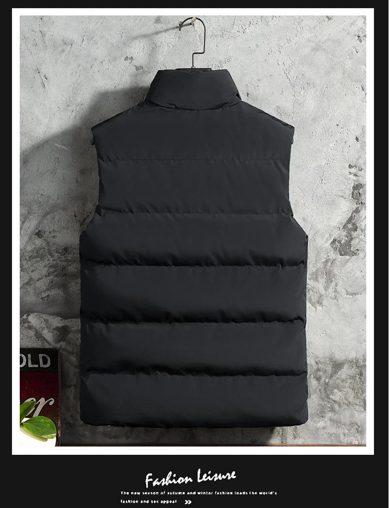 2022 Crocodile Brand Solid Sleeveless Down Vest Jacket Men's Casual Vest Coat Autumn and Winter New Men's Cotton Vest Jacket