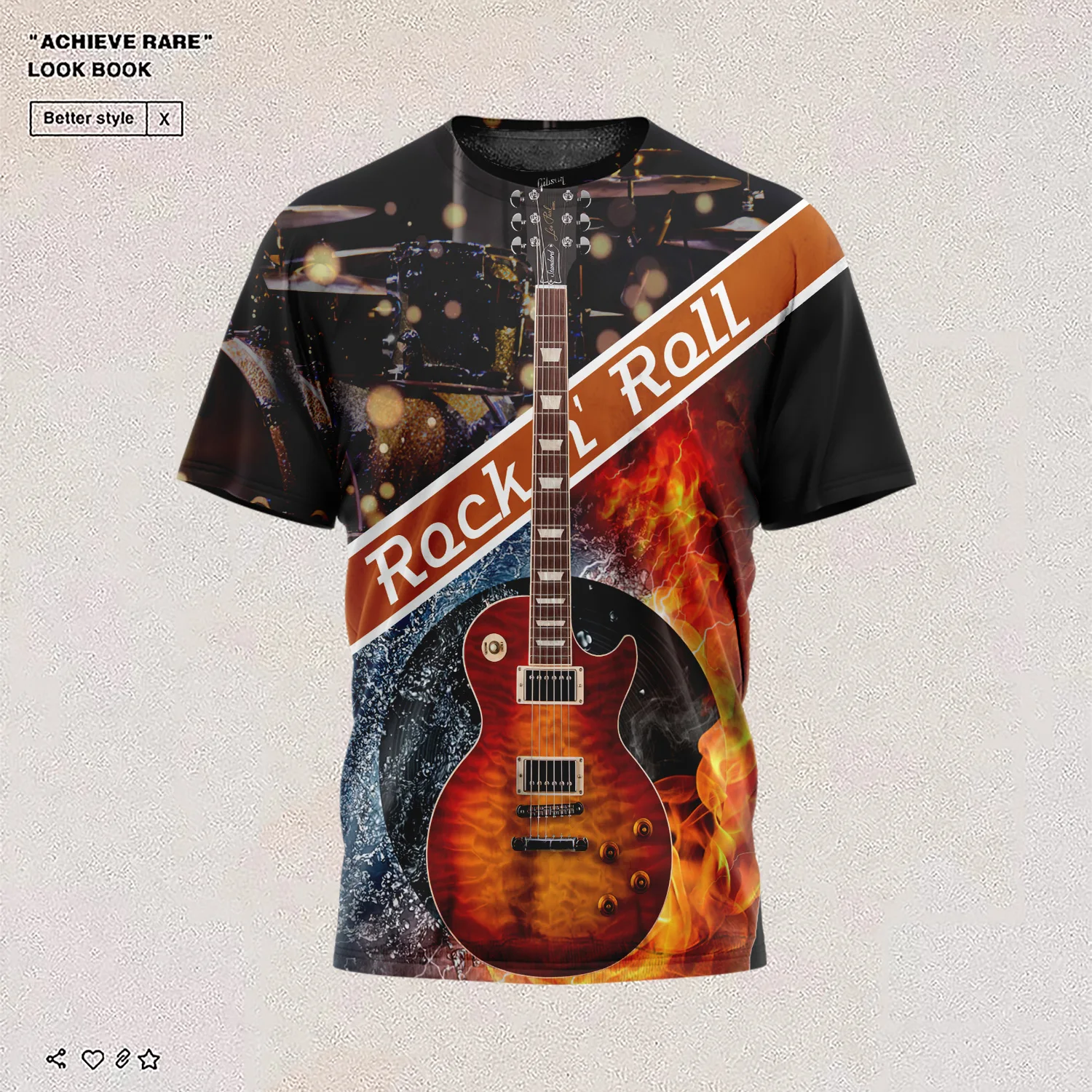 

Rock Music Guitar 3D Tshirt summer Men/Women T shirt Fashion T-shirt Casual Tee shirt/Streetwear Men clothes Oversized 110- 6XL