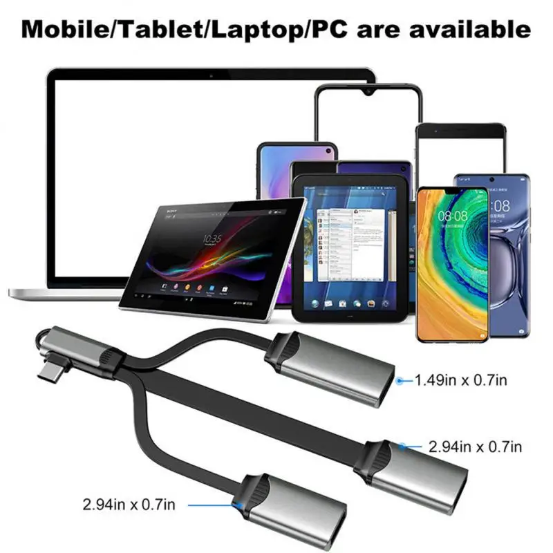 

Многофункциональная док-станция 4 в 1, USB 3,0/2,0, высокоскоростной адаптер Type-c для мобильных устройств/планшетов/ноутбуков/ПК