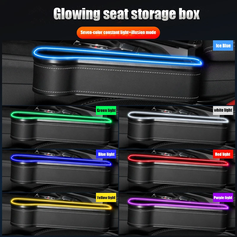 

For MG ZS 6 5 HS Car Seat Gap Organizer With Led Atmosphere Light Automotive Seat Crevice Storage Box Seat Gap Filler