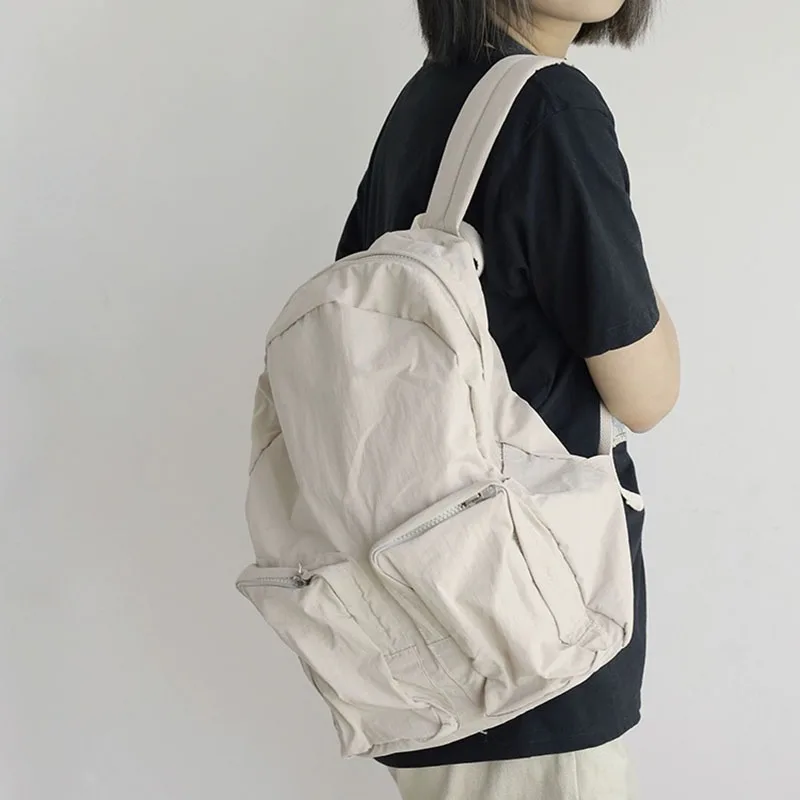 

Рюкзак для подростков, школьный ранец для девочек, однотонные женские книжные сумки для учеников средней школы, нейлоновый рюкзак
