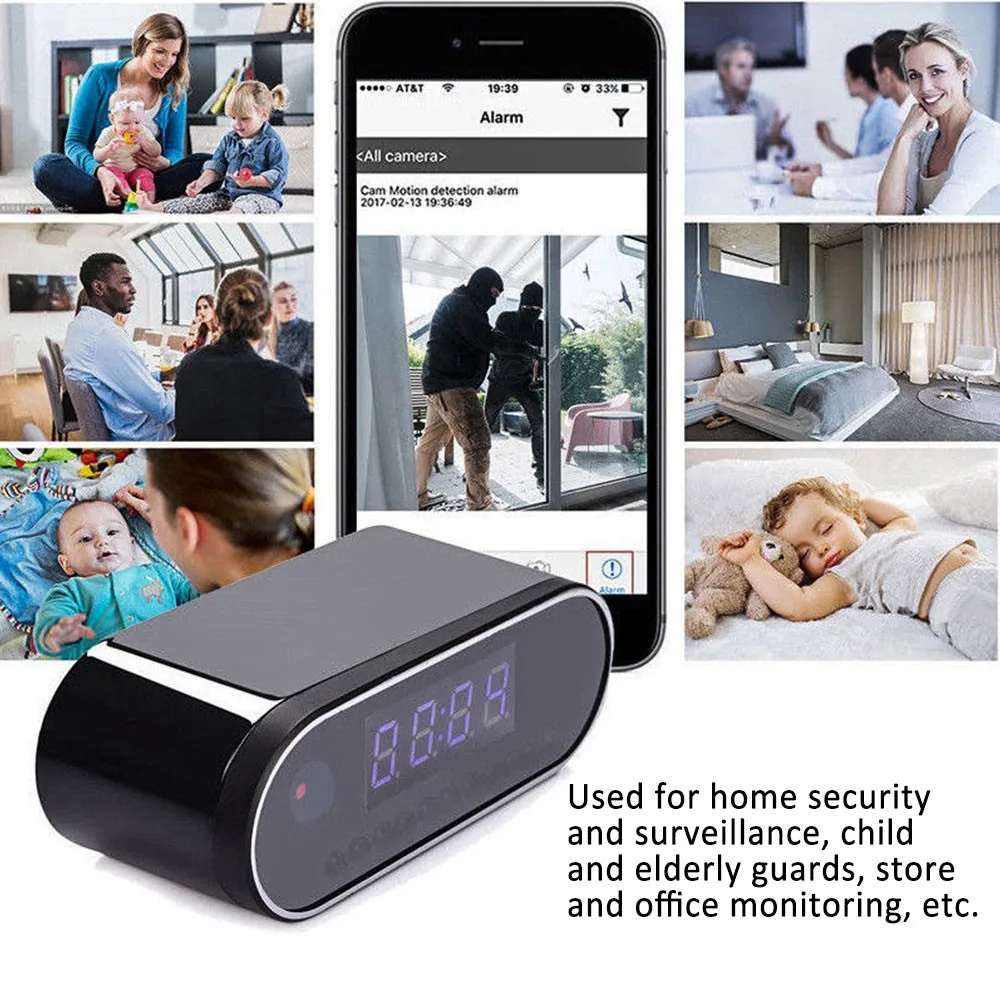 HD 4K 1080P Часы Wifi IP мини-камера Домашняя безопасность управление Скрытый ИК Ночное