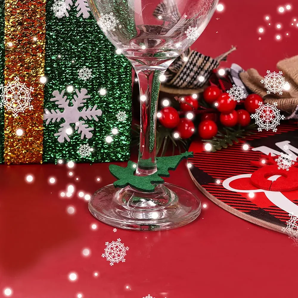 10 шт. рождественские фетровые стаканы для вина кольцо открыток украшение стола