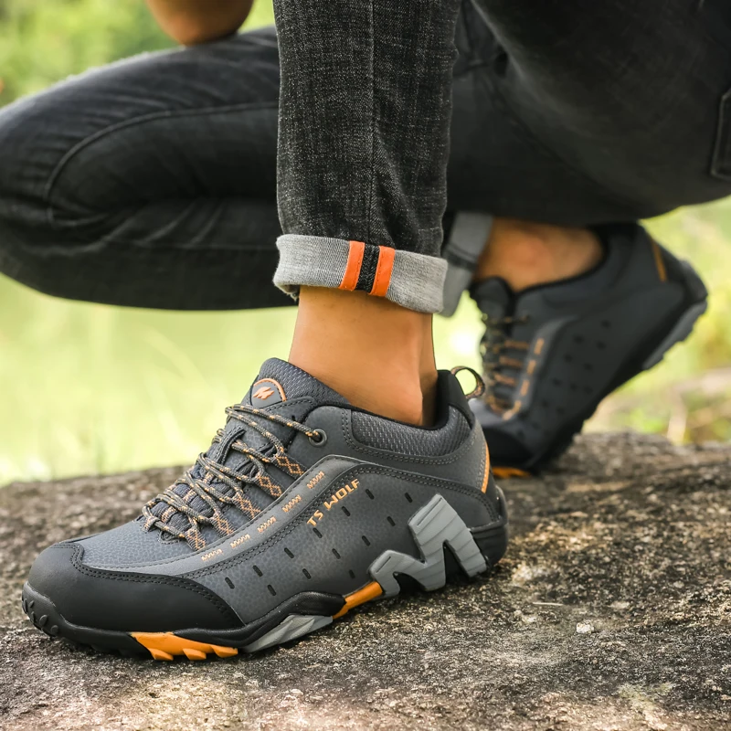 Outdoor Lover Trekking Shoes Men Waterproof Non-slip Hiking Shoes Mountain Boots Genuine Leather Woodland Hunting Tactical Shoes images - 6