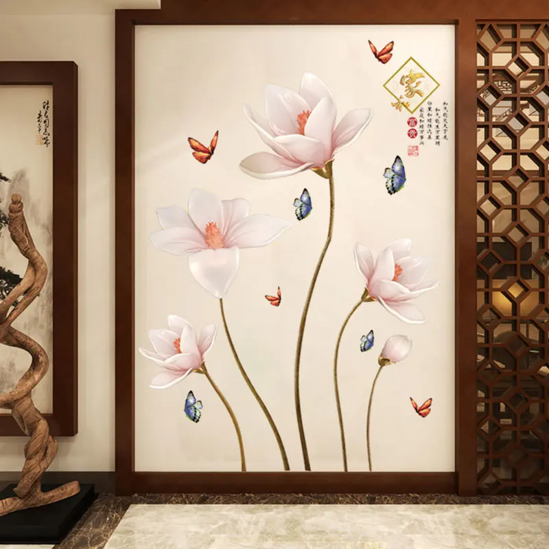 

112*70CM PVC Removable 3D Butterfly Flower Colorful Wall Sticker For Living Room Bedroom Bathroom Home Beautify Decoration