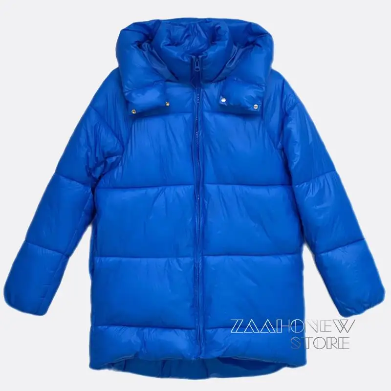 

ZAAHONEW 2022 New Winter Women Thick Fashion Green Hooded Parkas Jacket Casual Zipper Warm Outwear Ladies Long Coat Female