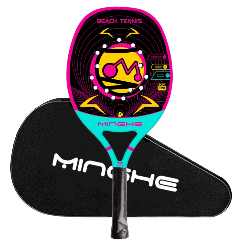 MINGHE carbon fiber beach racket model M-400 color M head series racket with backpack designed for beginners