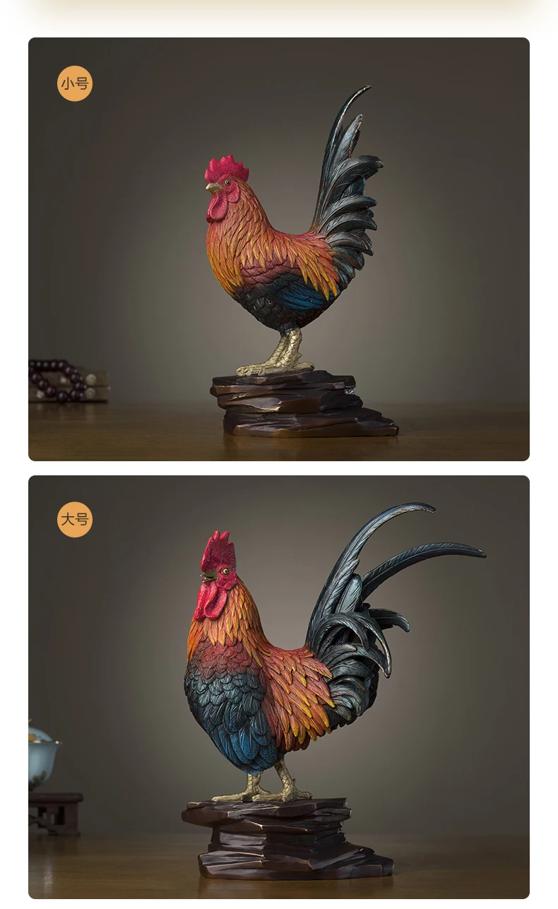 DAJI DALI 2 шт. Азиатский мастер-рабочие работы БРОНЗОВЫЕ удачи Петух Коглы