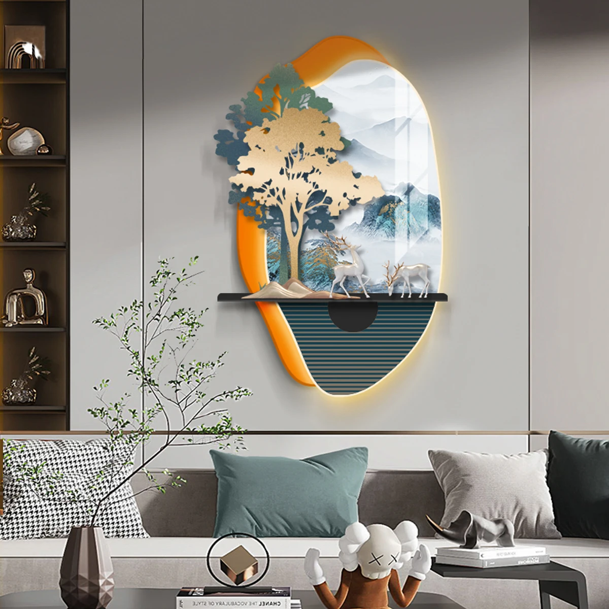 Модный крутой стиль черный лес олень настенный крыльцо большой размер пульт