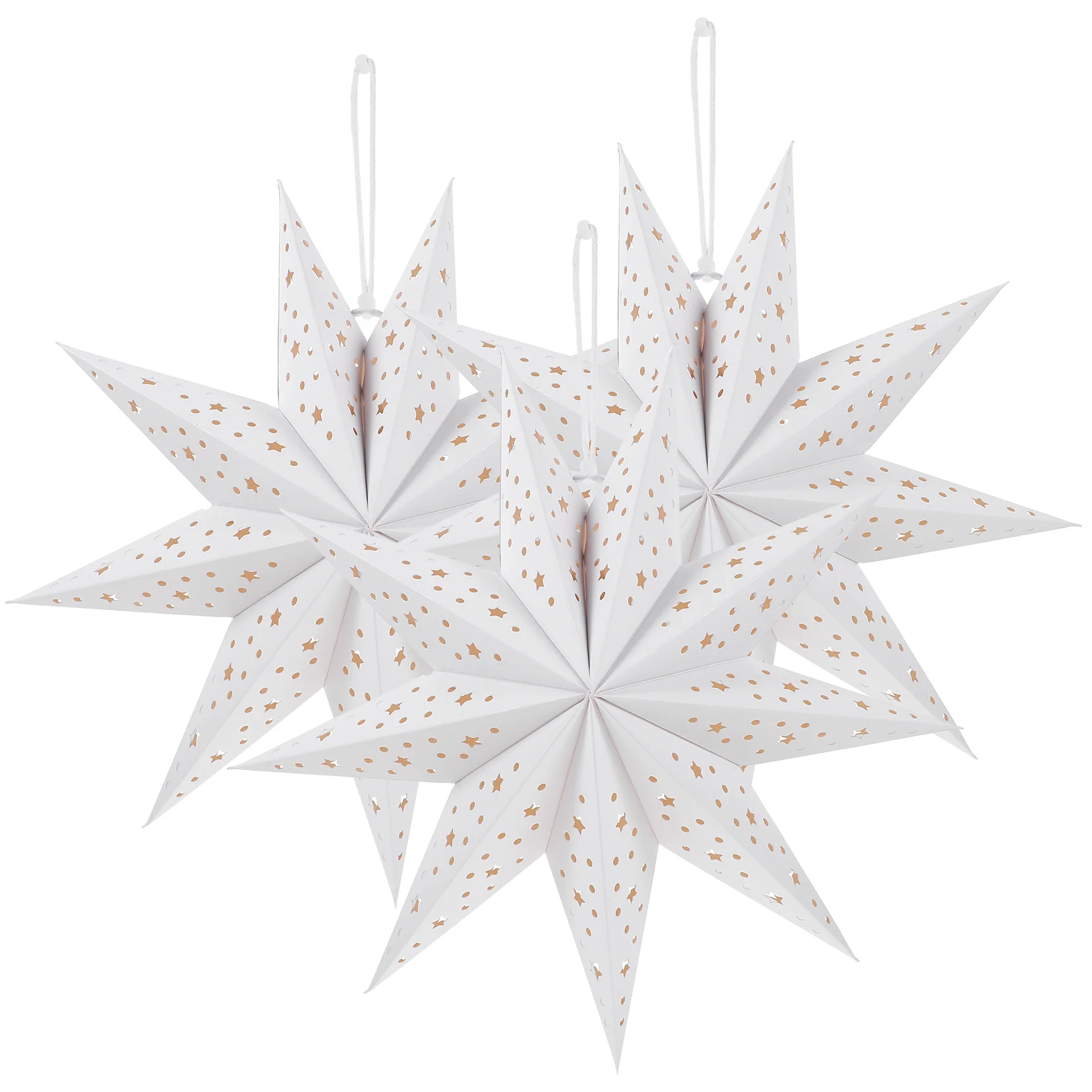 

3 Pcs Nine Pointed Star Paper Lantern Lamp Covers Shade Accessory Decorations For Home Christmas Lampshade