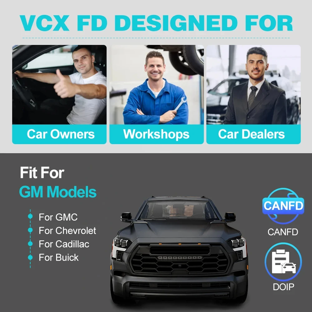 Новейший VXDIAG VCX FD для GM Поддержка CAN DoIP Автомобильный OBD2 Диагностический