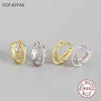 ccfjoyas high quality 925 sterling silver punk geometric zircon hoop earrings european and american women wedding jewelry