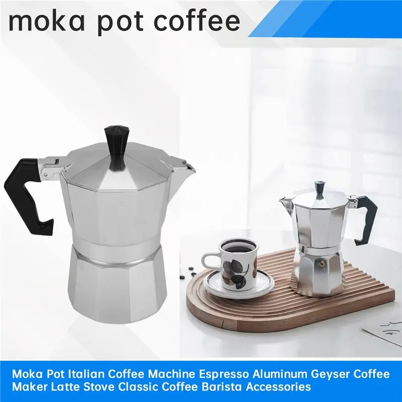 Фото Кофеварка A92P Moka Pot: Итальянская кофемашина для эспрессо, алюминиевая кофеварка-гейзер, кофеварка для латте, классические ак №2