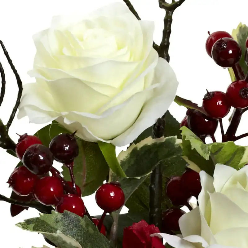

Festive Red Christmas Rose Hydrangea Artificial Flower Arrangement of Delicate Beauty.
