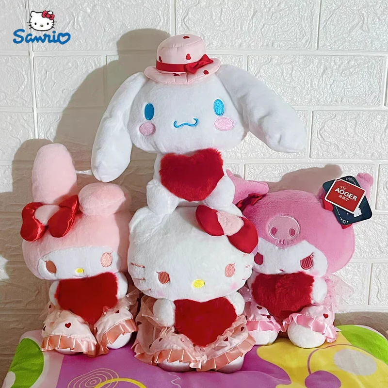 

Аниме Sanrioed Любовь Сердце серия плюшевые игрушки Kawayi My Melody Kuromi Hellokittys Cinnamoroll Plushie игрушки куклы дети подарок на день рождения