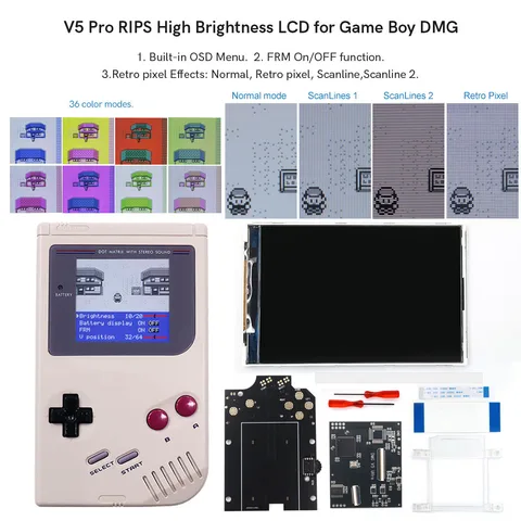 HISPEEDIDO Pro V5 GBO IPS подсветка экрана 36 цветов для Game Boy GBO/DMG