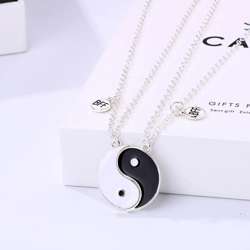 Фото 2Pcs/set Best Friend Taichi Magnetic Pendant Necklaces Retro Couples Friendship Adjustable Geometric Jewelry Accessories Gift №3