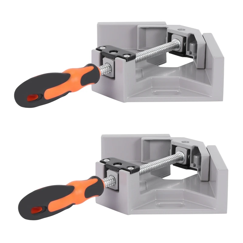 

2X Aluminum Single Handle 90 Degree Right Angle Clamp Angle Clamp Woodworking Frame Clip Right Angle Folder Tool