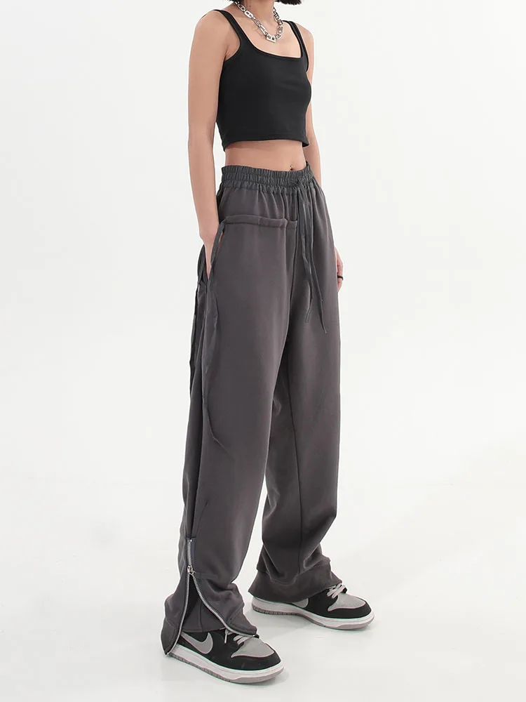 

Gray Hip Hop Harem Pants Women Oversize Harajuku 2022 New Jogging Casual Loose Trousers Korean Fashion Sweatpants Zipper Split