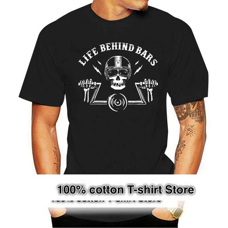 

Motorcycle Life Behind Bars T Shirt Cool Biker Shirts Tees Route 66 Funny Saying Pun Dirt Bike Sturgis Bar Men Women