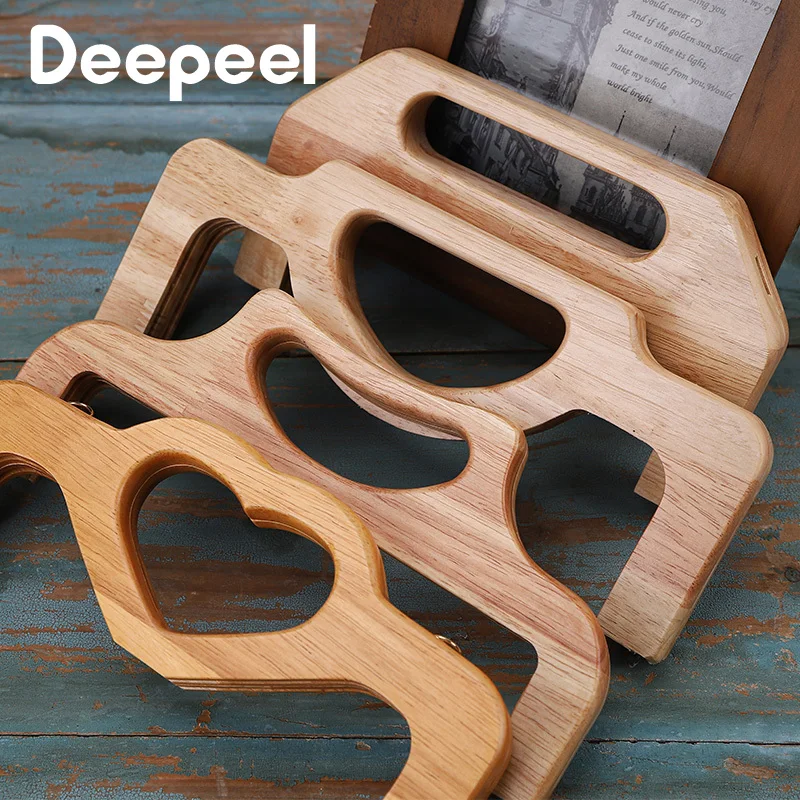 1Pc 23-28cm New Solid Wood Bags Handle DIY Handmade Screw Kiss Clasp Wooden Handls Purse Frame Handbag Sewing Brackets Accessory