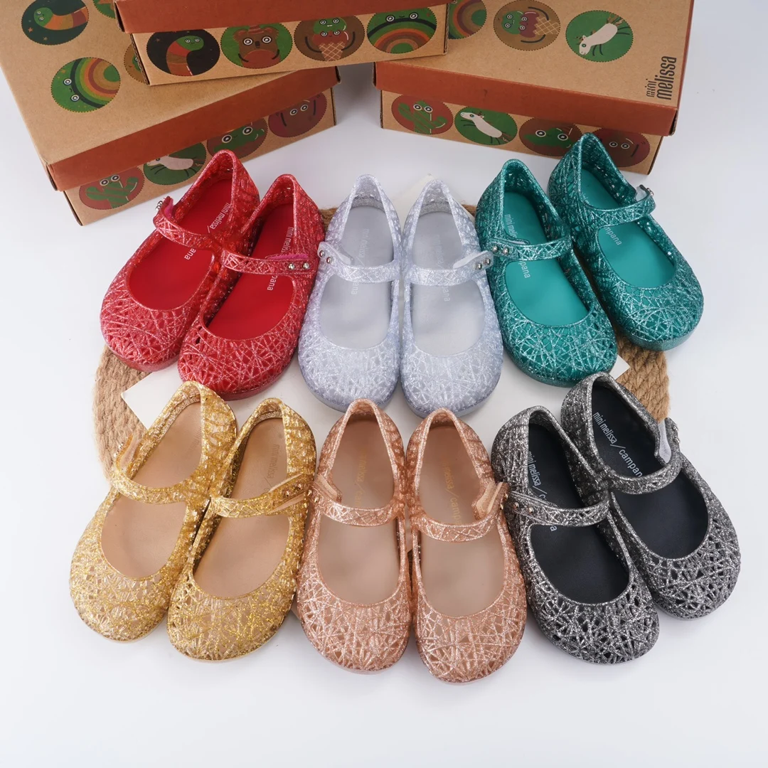 

Mini Melissa Children's Casual Shoes Baby Kids Jelly Color Woven Hollow Sandal Girl Soft Soles Anti-slip Beach Shoes HMI103